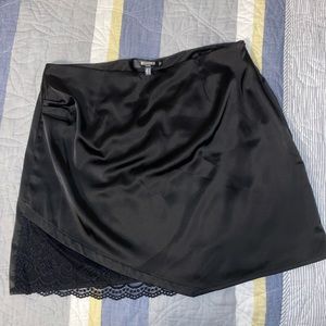 Misguided satin skirt with lace detail